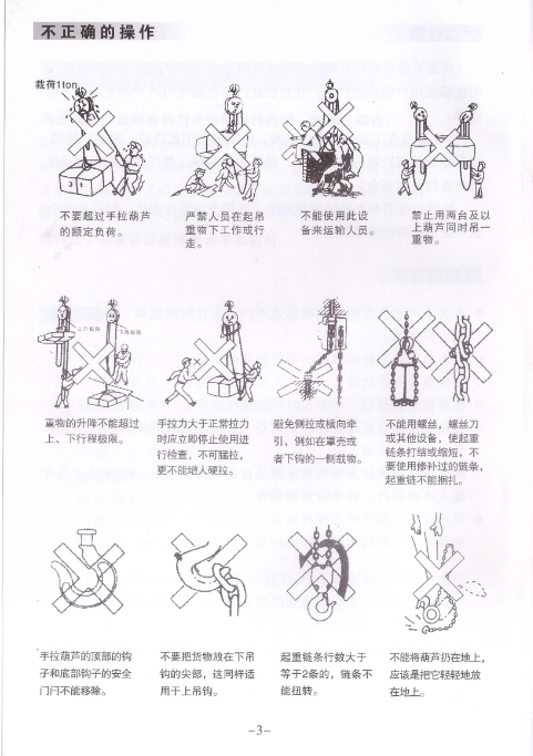 HSZ-KT手拉葫芦不正确的操作